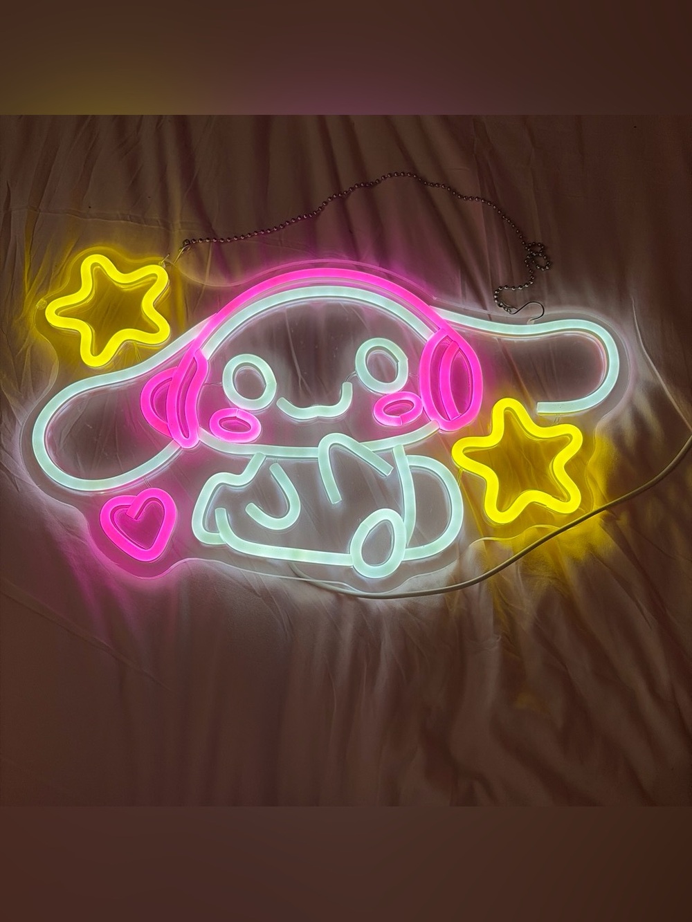 Cinnamon roll Neon  Light - Pink & Yellow Character Sign